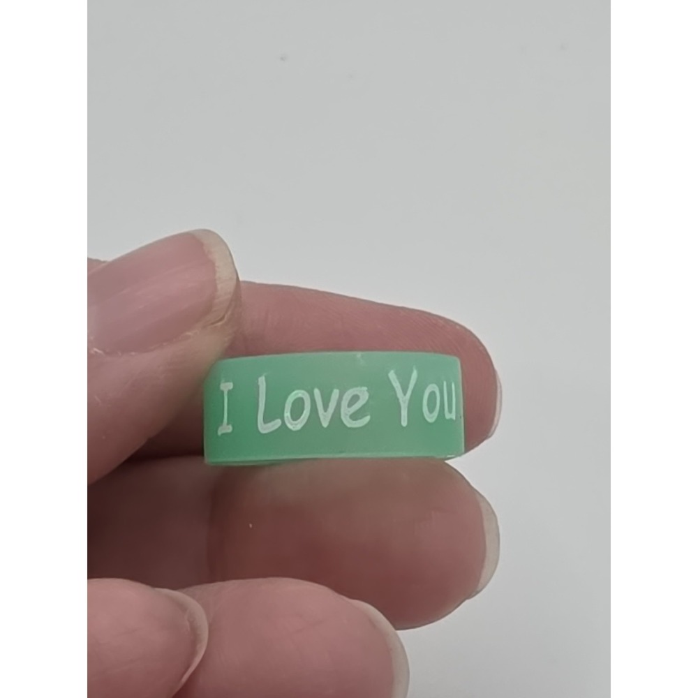 Lazer Engraved "I Love You" Silicone Green Ring Size 8